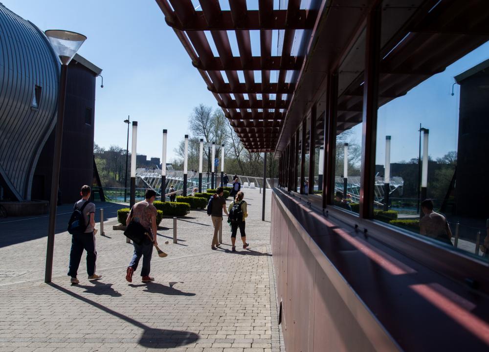 Students walking on campus